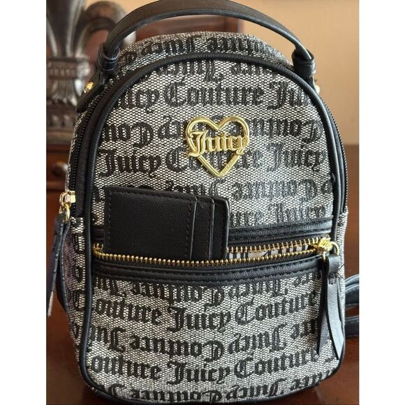 Juicy Couture Handbags - JUICY COUTURE Mini Backpack & Card Case/Grey & Black Faux Leather/Gothic Status